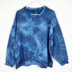 ALL AT ONCE | 💙 Blue Oversized Marbled Faded Crewneck Sweatshirt